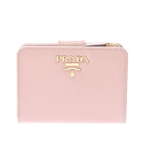Prada L zipper wallet compact pink beige Crocodile leather bifold
